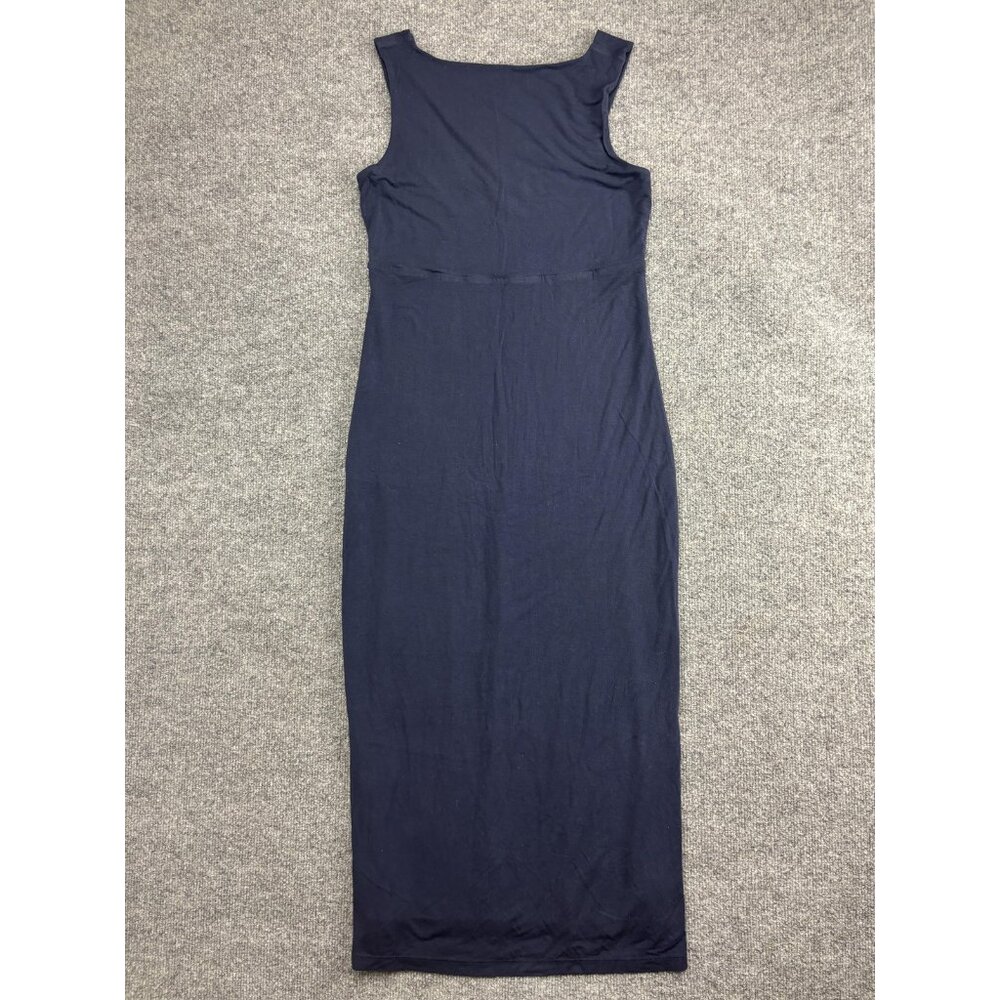 Athleta Tank Dress Womens Small Blue Square Neck Long Sheath Jersey Modal Casual